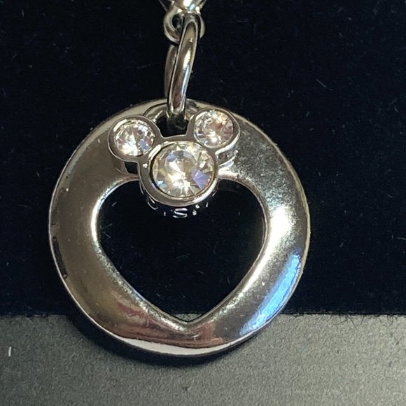 Vintage Disney Mickey Mouse Ears Charm Heart Crystal Signed Zipper Pull Bracelet - Picture 4 of 13